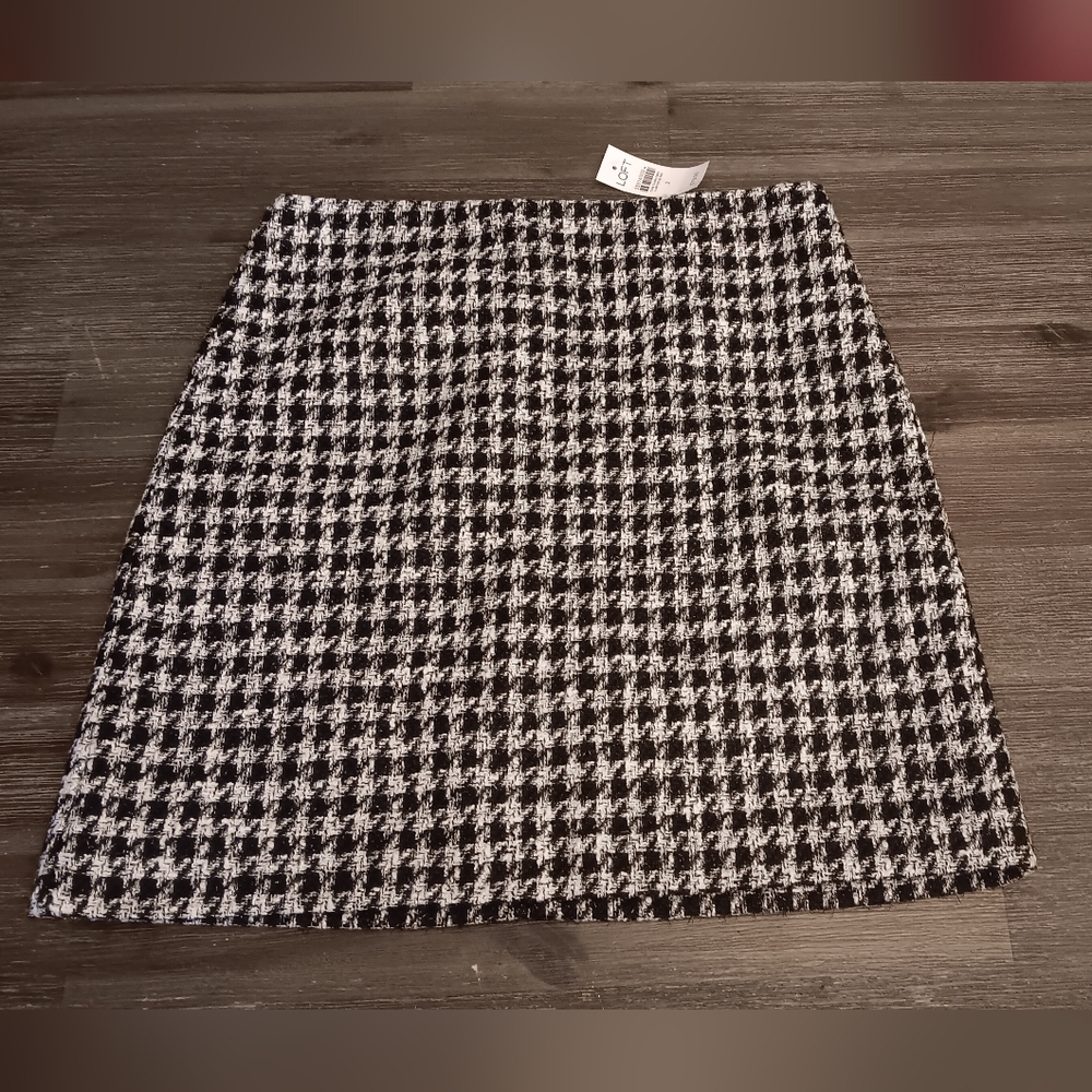 LOFT Black & White Houndstooth Mini Skirt - A-Line
